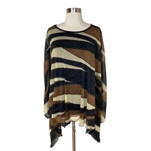 Step In Style Shimmery Semi Sheer Oversized Mesh Tunic Short Kaftan Poncho M